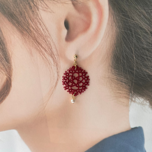 お好きなお色で⚘タティングレース❅ピアス/イヤリング ピアス（フック 
