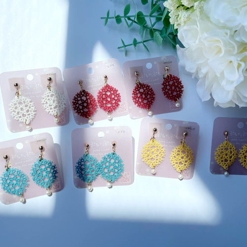 お好きなお色で⚘タティングレース❅ピアス/イヤリング ピアス（フック 