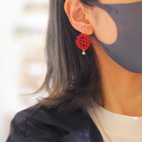 お好きなお色で⚘タティングレース❅ピアス/イヤリング ピアス（フック 