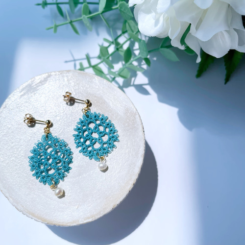 お好きなお色で⚘タティングレース❅ピアス/イヤリング ピアス