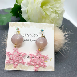 お好きなお色で⚘2way❅タティングレース❅ピアス/イヤリング 1枚目の画像