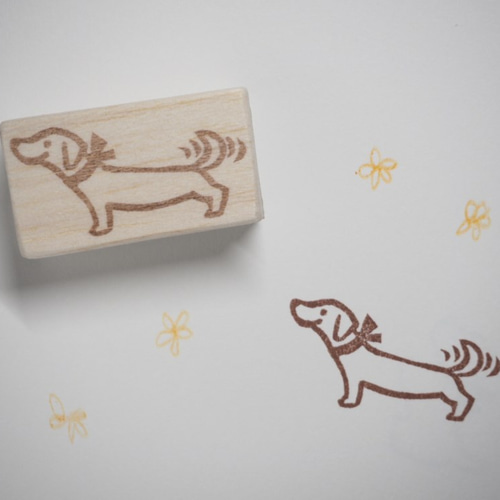 受注製作】ご機嫌☆ダックスの消しゴムはんこ はんこ・スタンプ