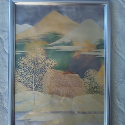 琳和 和風 アート織物金、銀糸 遠山に田舎風景額縁 絵画 琳和和風 通販