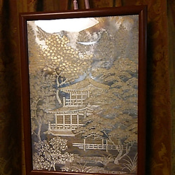 琳和 和風  アート 京洛錦帯 本金引箔 金閣寺額縁 2枚目の画像