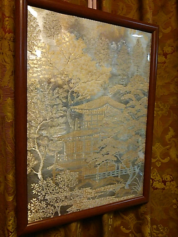 琳和 和風  アート 京洛錦帯 本金引箔 金閣寺額縁 3枚目の画像
