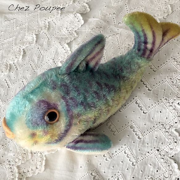 ビンテージ シュタイフ・フロッシーフィッシュ 魚 青 ぬいぐるみ