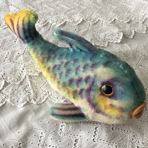 ビンテージ シュタイフ・フロッシーフィッシュ 魚 青 ぬいぐるみ chez