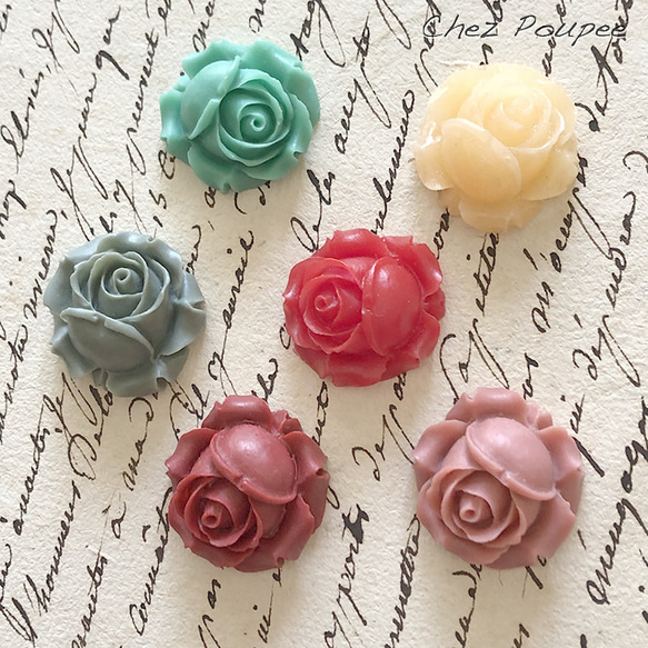 ビンテージ 薔薇の花の立体カボション A ビーズ chez poupee 通販 