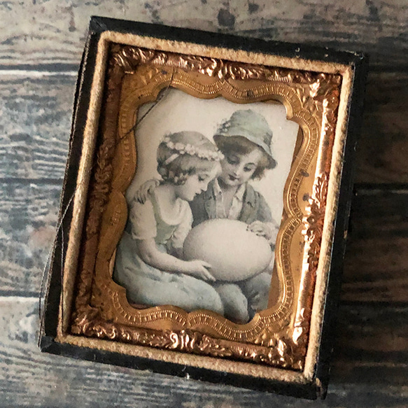 アンティーク フォトフレーム ガラス 1900年代初期 赤ちゃんの写真入り