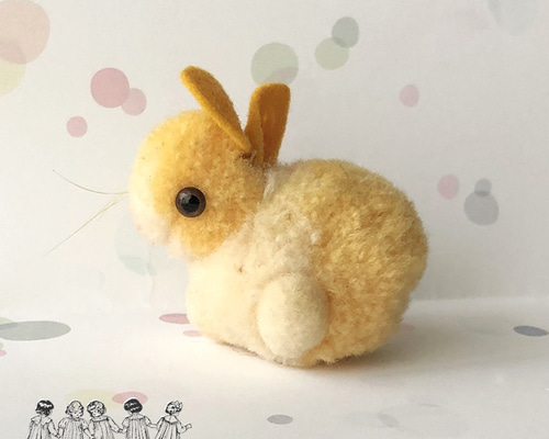 シュタイフ Steiff ポンポンうさぎ ヴィンテージ ぬいぐるみ 白×ピンク シュタイフ ポンポンうさぎ Steiff Woolen Rabbit 6㎝ ピンク