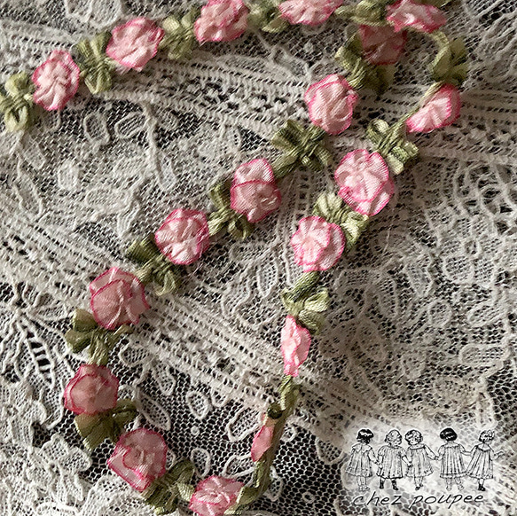 ♡計607cm♡ フランスアンティーク ロココ リボン シルク