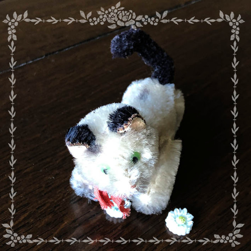 ビンテージぬいぐるみ　犬　ねこ ドリームペッツ風 おがくずぬいぐるみ 黒猫