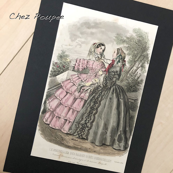 手彩色銅版画ファッションプレート3 イラスト chez poupee 通販