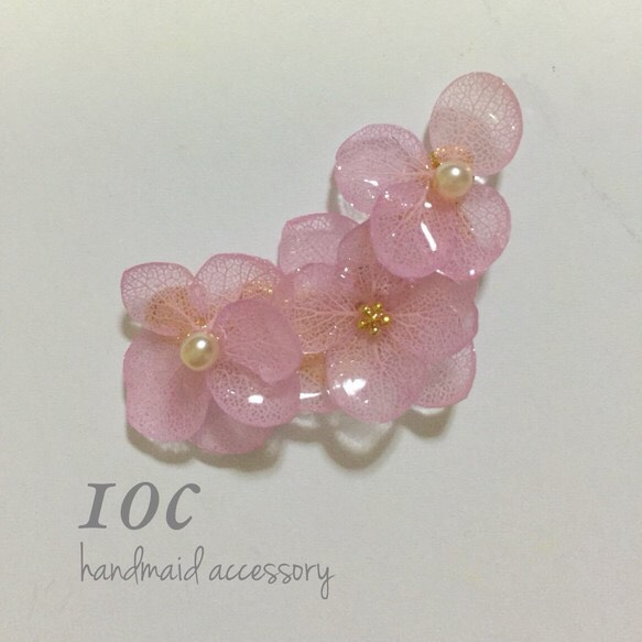 紫陽花のイヤーカフ♡Pink 1枚目の画像