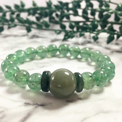 エメラルドミニタンブル×グリーンベリル14kgfマグネットブレスレット