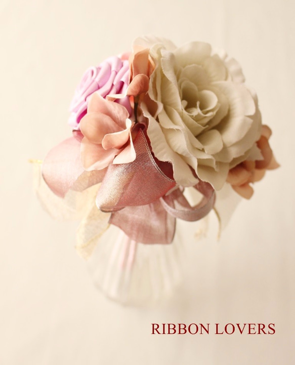 縁起の良いリボンの薔薇のフラワーペン(パープルピンク系２) 4枚目の画像