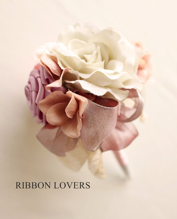 縁起の良いリボンの薔薇のフラワーペン(パープルピンク系２) 6枚目の画像