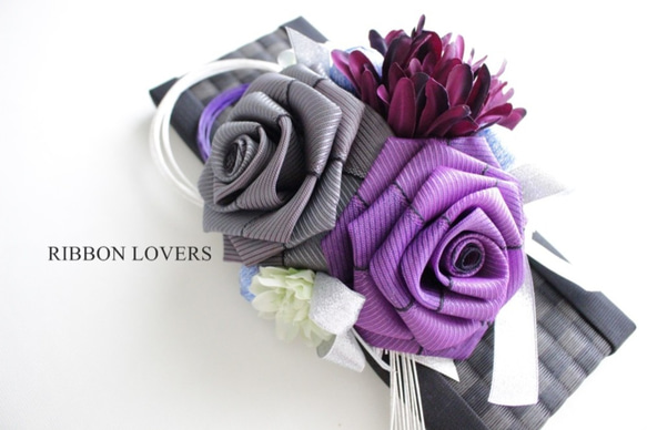 畳へリローズの迎春飾りwithミニ畳フレーム(紫) 5枚目の画像
