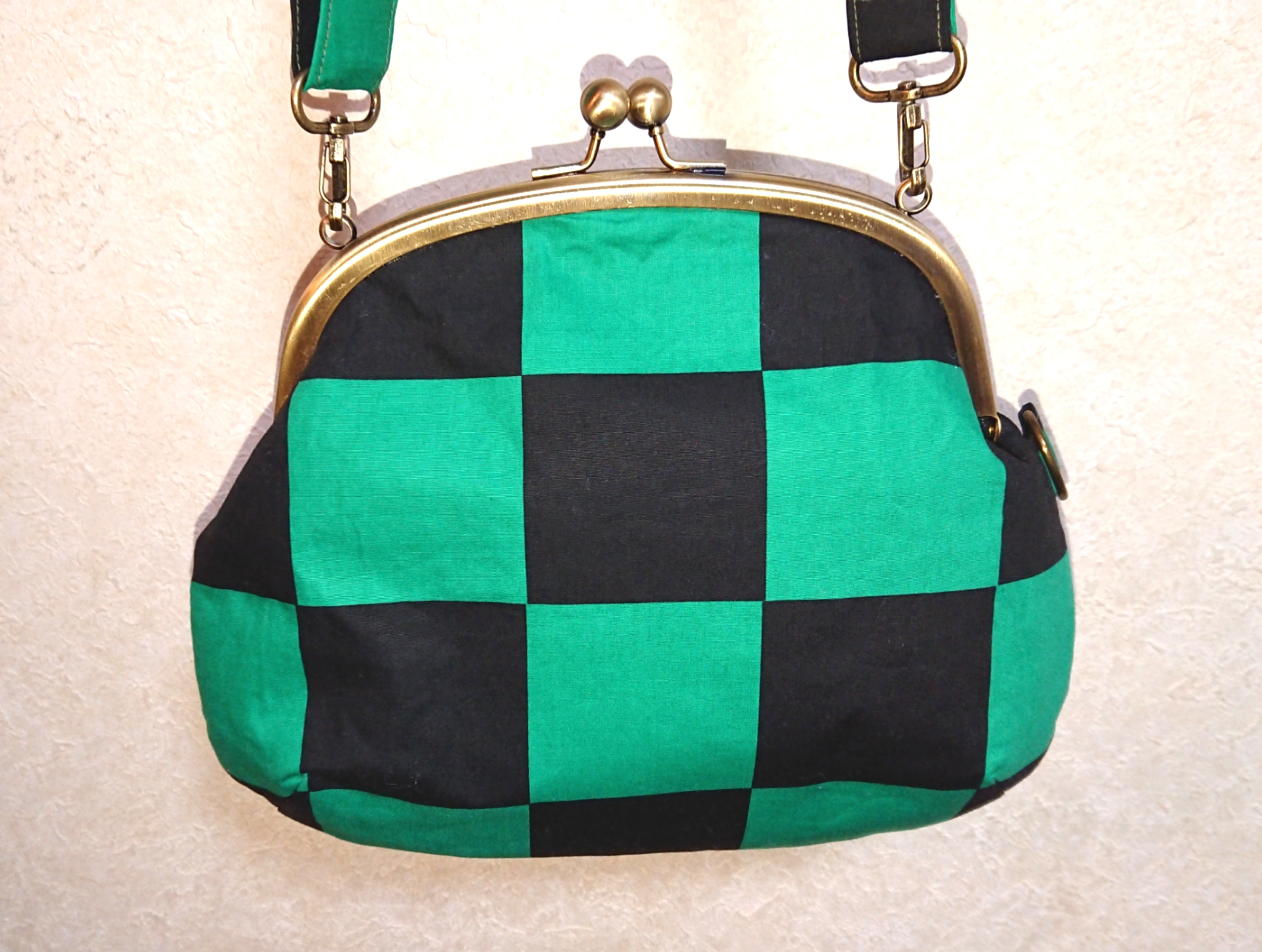 ☆送料無料☆口金幅20.5cmがまぐちポシェット 市松模様