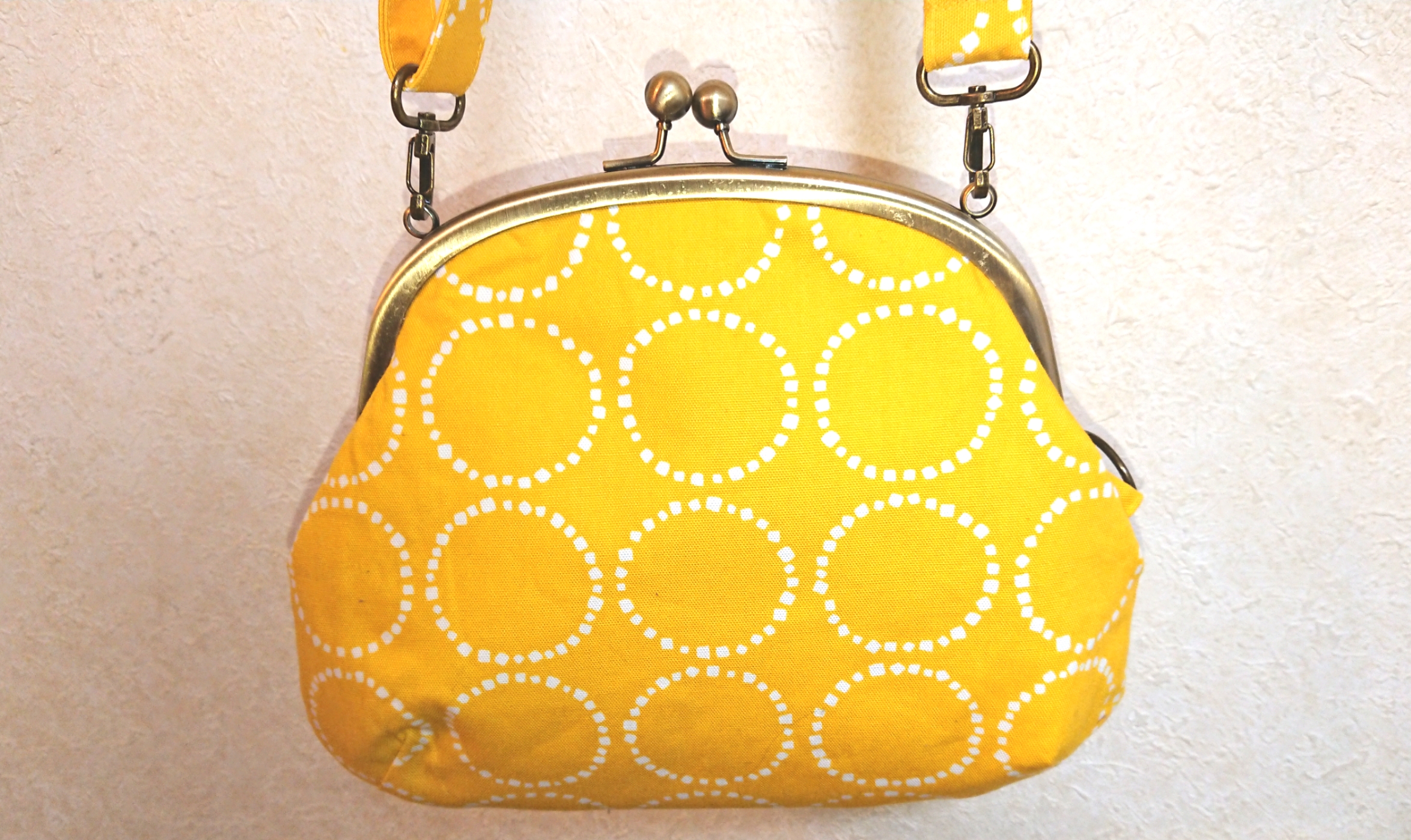 ☆送料無料☆口金幅20.5cmがまぐちポシェット 黄色