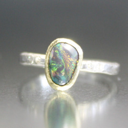 Hammering narrow stackable band BlackOpal HFR20 2枚目の画像