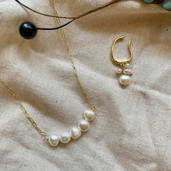 【Creema限量秋季幸運包】淡水珍珠耳環和項鍊 第1張的照片