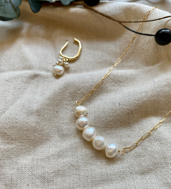 【Creema限量秋季幸運包】淡水珍珠耳環和項鍊 第2張的照片