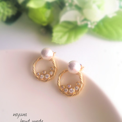 棉花珍珠耳環“2WAY”珠寶圈 第1張的照片