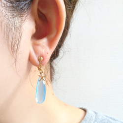 [14kgf]藍色玉髓耳環/耳環 第5張的照片