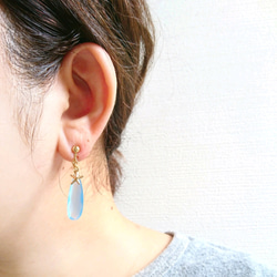 [14kgf]藍色玉髓耳環/耳環 第6張的照片