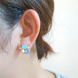 藍色 bijou 耳環（無環耳環） 第4張的照片