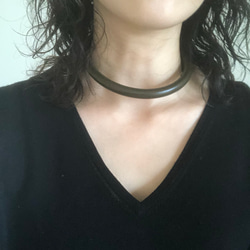 leather choker(khaki) 3枚目の画像