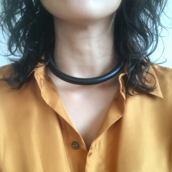 leather choker (black) 3枚目の画像