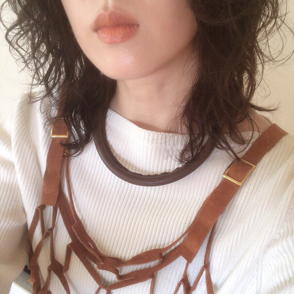 leather choker(dark brown) 4枚目の画像