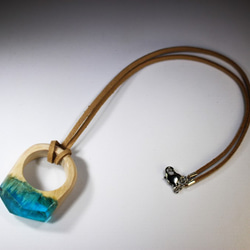 【限定作品　送料無料】Ocean floor・Ring Pendant /ウッドレジンジュエリー 3枚目の画像