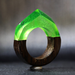 完売【限定作品　送料無料】Neon Ring/ウッドレジンリング 14号 4枚目の画像