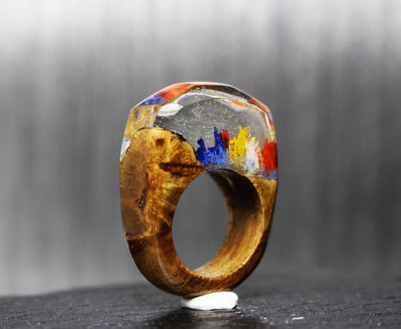 【送料無料】Pop Mountain ～Resin Wood Ring～ 3枚目の画像