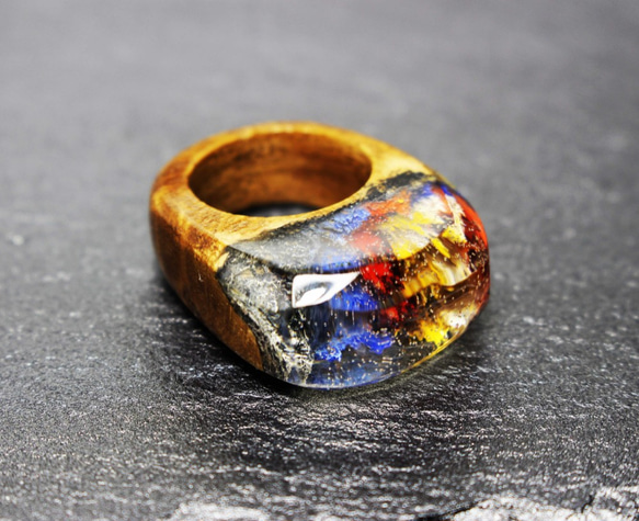 【送料無料】Pop Mountain ～Resin Wood Ring～ 5枚目の画像