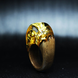 【現品限り40%off 送料無料】Modern Foil/Gold ～Resin Wood Ring～ 2枚目の画像