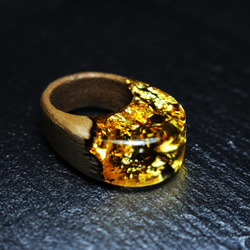 【現品限り40%off 送料無料】Modern Foil/Gold ～Resin Wood Ring～ 3枚目の画像