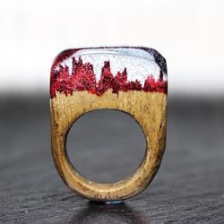 【送料無料】Deep Red～Resin Wood Ring～ 1枚目の画像