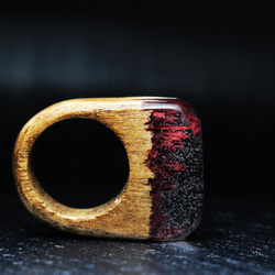 【送料無料】Deep Red～Resin Wood Ring～ 3枚目の画像