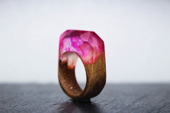 【 送料無料】Pink Sky ～Resin Wood Ring～ 2枚目の画像