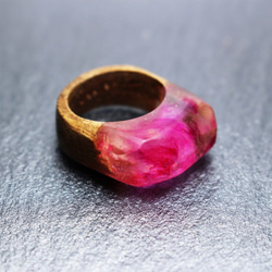 【 送料無料】Pink Sky ～Resin Wood Ring～ 3枚目の画像