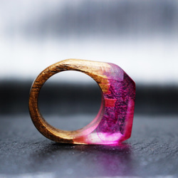 【 送料無料】Pink Sky ～Resin Wood Ring～ 4枚目の画像