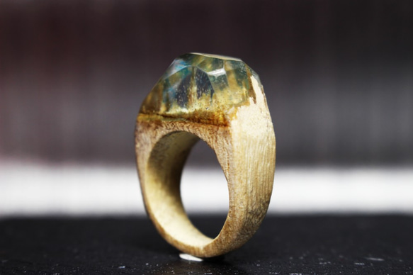 【送料無料】Transparent Sky ～Resin Wood Ring～ 2枚目の画像