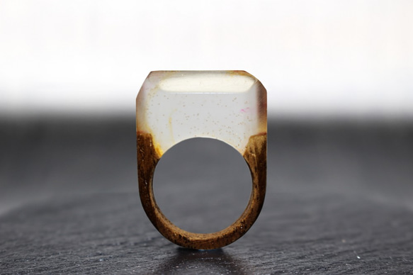 【送料無料】 Water Drop ～Resin Wood Ring～ 1枚目の画像