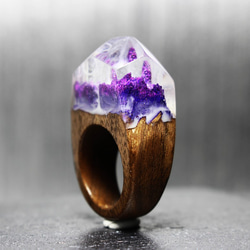 [免運費] 紫水晶世界～樹脂木戒指～ 第2張的照片