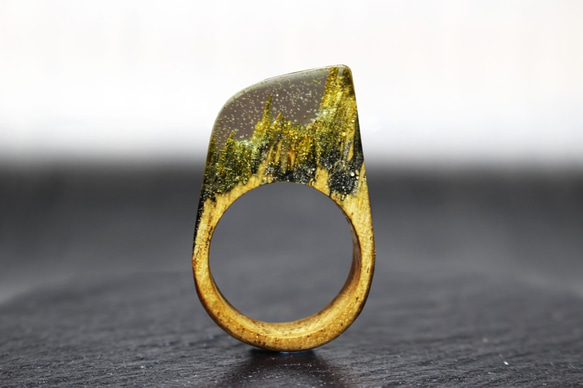 【現品限り40%off 送料無料】Gold Cypress～Resin Wood Ring～ 1枚目の画像