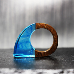 [免費送貨]藍水〜木樹脂戒指〜 第4張的照片